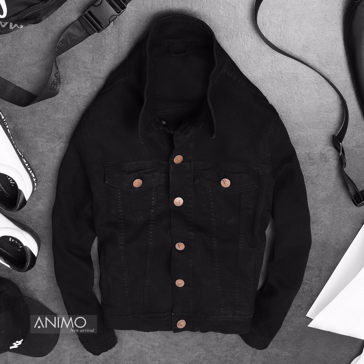 Áo khoác jean nam cao cấp LBLinhBig Store, vải jean cotton không co giãn, màu đen tuyền-trơn, phom đứng, 4 size, M-L-Xl-XXL, áo chống nắng ulzzang
