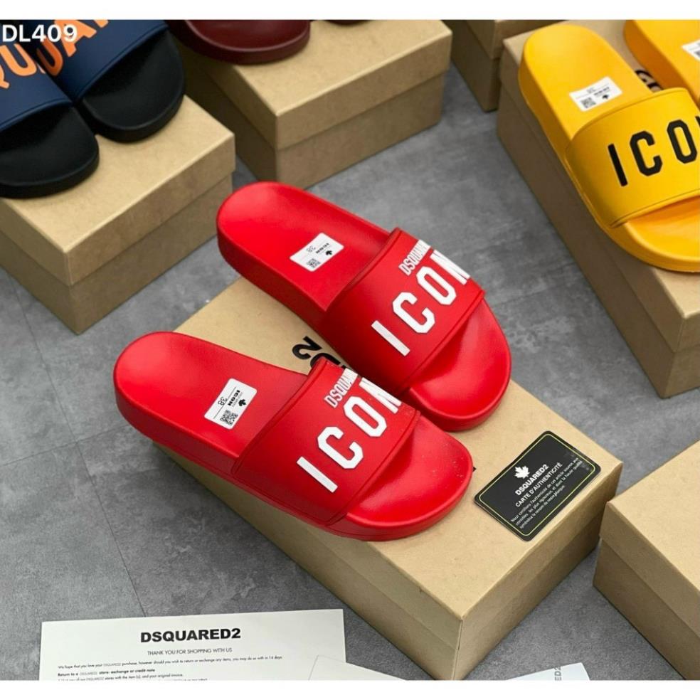 Dép DSQ ICON lá phong đỏ new ss 2024 - Hàng full box và bill hãng - Chất liệu cao su non êm ái - Dễ phối đồ - Ảnh thật