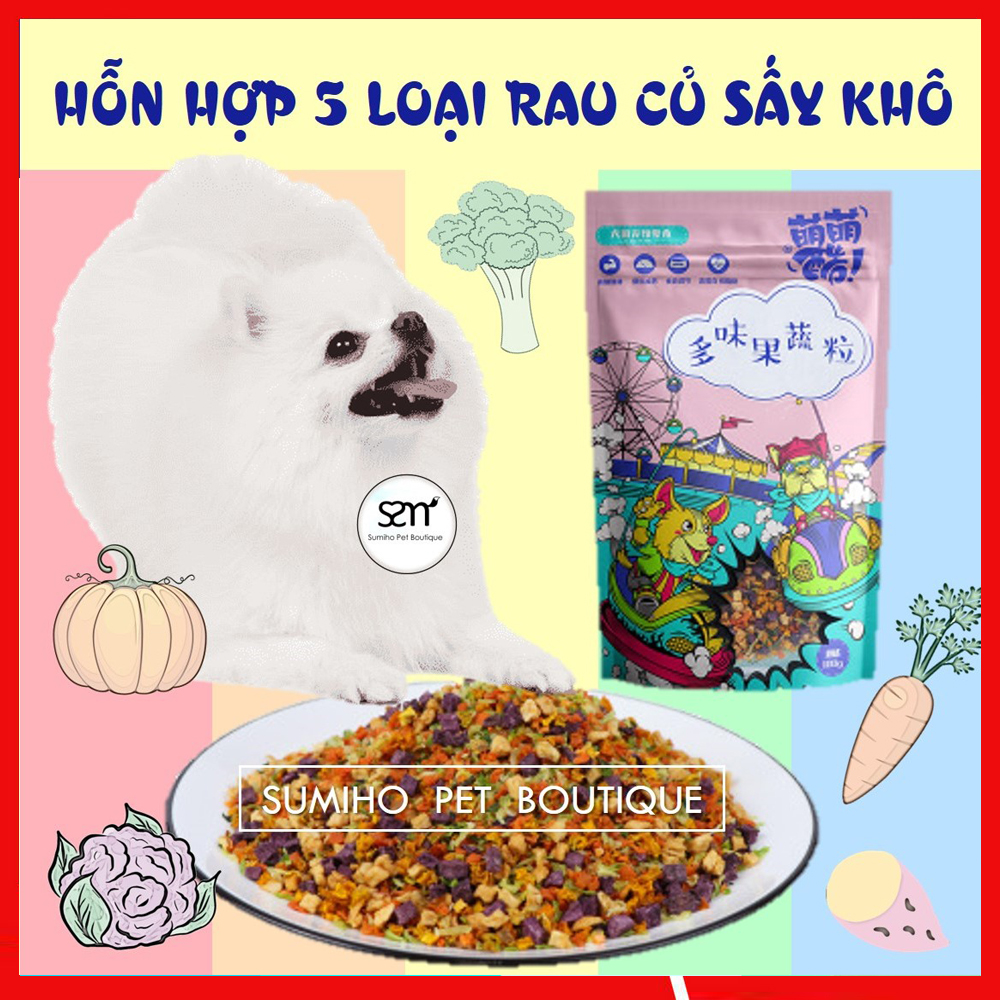 [Hoàn tiền 6%] Rau củ sấy khô cho chó mèo Sumiho (Khoai, bắp cải, bí đỏ, cà rốt, bông cải) dùng trộn cơm hoặc hạt