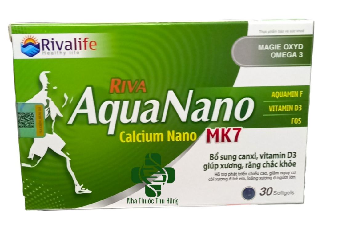 Canxi Riva Aqua Nano bổ sung canxi, D3, Mk7 hỗ trợ phát triển chiều cao, giúp xương ,răng chắc khỏe