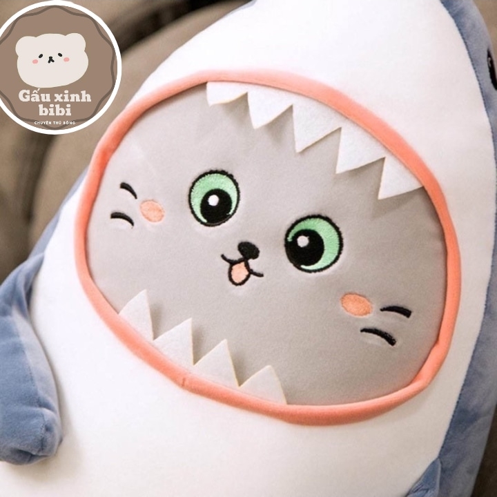 Gấu bông cá mập mặt mèo mềm mịn cute cho bé