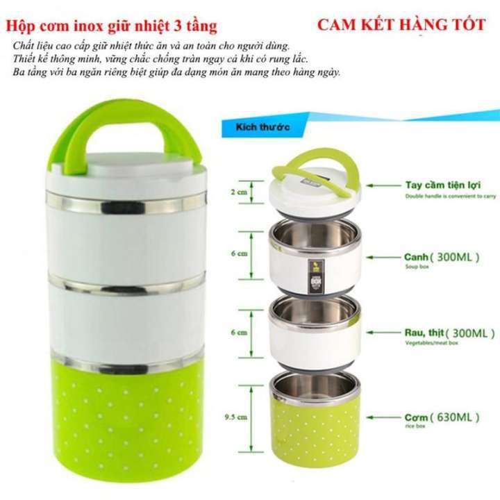 Cà mèn 3 tầng in hoa cao cấp