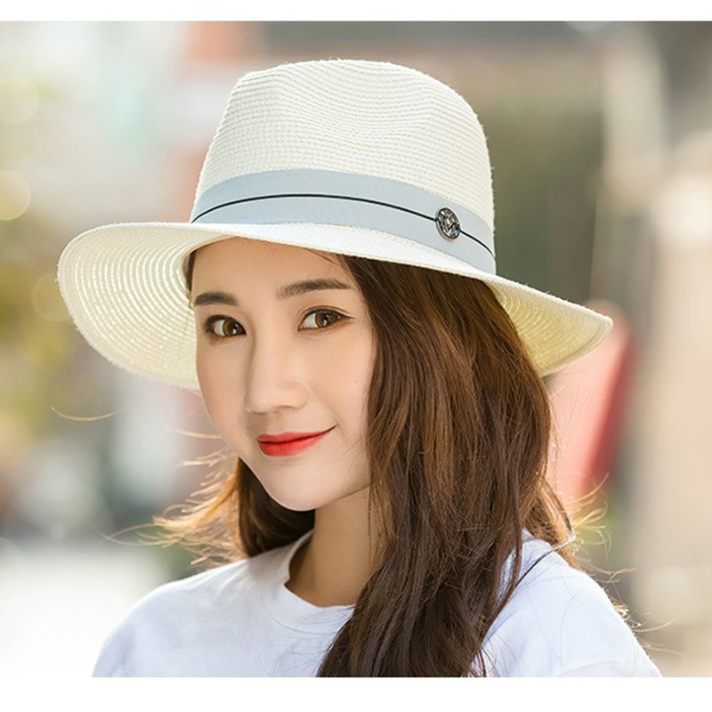 Ymsaid Mùa Hè Thường Ngày Mặt Trời Nón Lưỡi Trai Nam Nữ Thời Trang Chữ M Jazz Ống Hút Đi Biển Bóng Panama Hat Bán Buôn Bán Lẻ