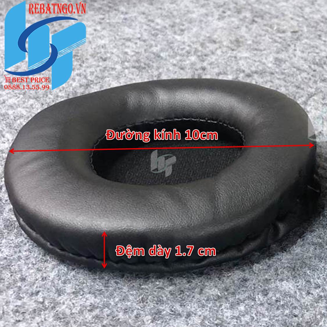 Ốp - đệm tai nghe Zidli tròn 10x1.7cm đệm da - màng vải đen Zidli ZH6-ZH2S - Lightning A2-A3  - Assassins X3-X5