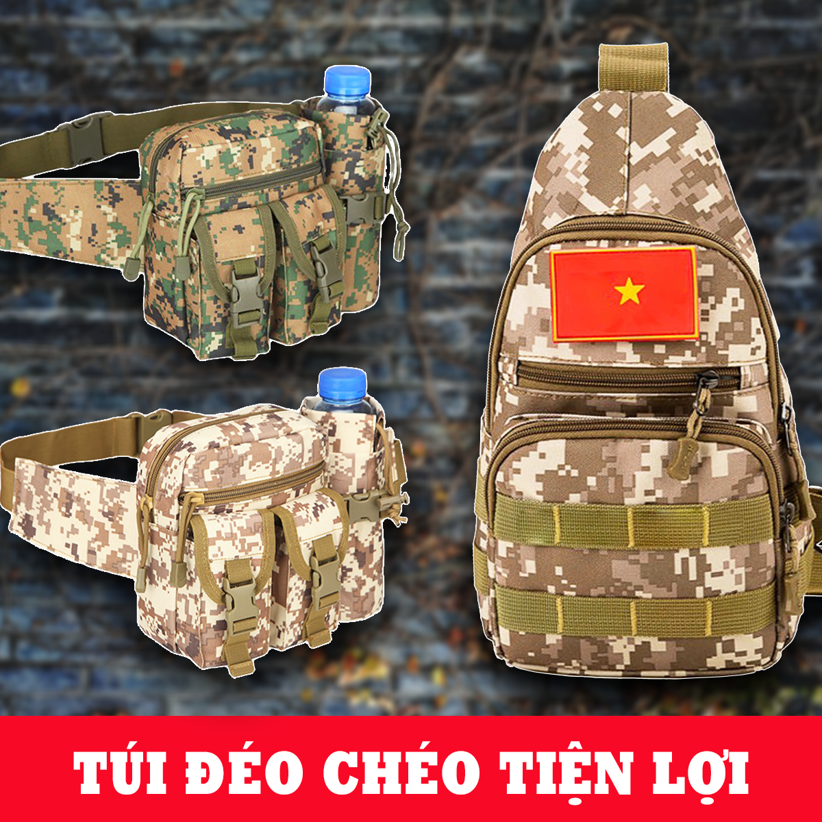 Túi đeo hông rằn ri quân đội, túi đeo chéo thể thao, túi đeo hông tiện lợi túi đeo chéo dã ngoại - tpd1
