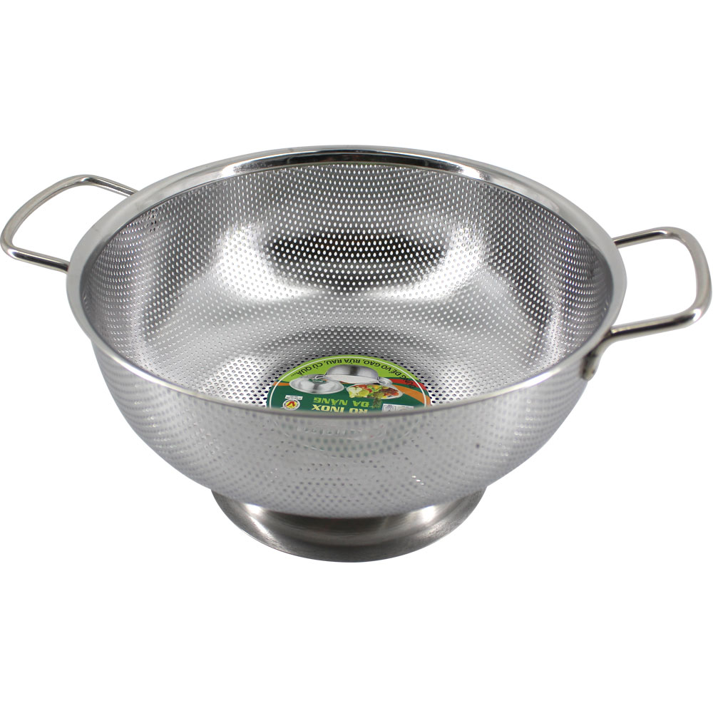 Rổ inox 201 có quai và chân đế  đa năng dùng để vo gạo, đựng hoa quả Tithafac