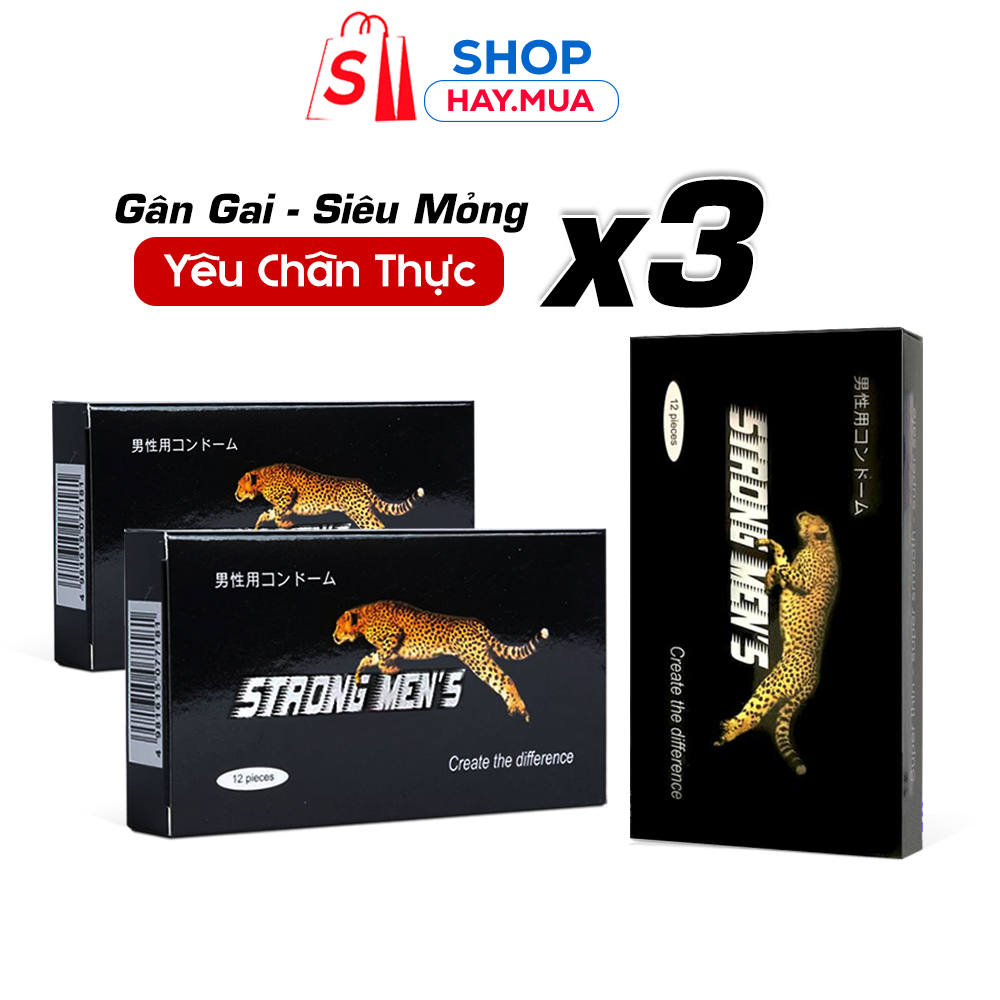 Bao Cao Su Gân Gai STRONG MEN'S (Hộp 12c) - Bcs Gai Liti toàn Thân, Kéo Dài TG - Chính Hãng 100%