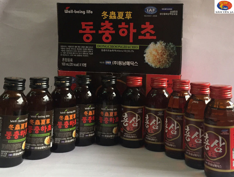 [HCM]Combo Nước Hồng Sâm Và Nước Đông Trùng Hạ Thảo Hàn Quốc 20 chai x 100ml có tác dụng bồi bổ sức khỏe giảm mệt mỏi nước sâm hàn quốc nước hồng sâm chai Sâm Yến 3A