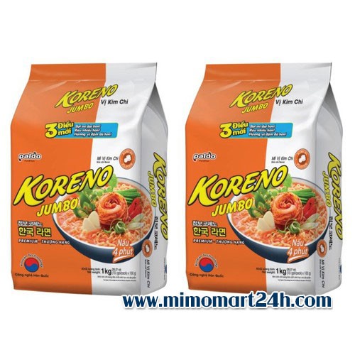 SALE 10% -  Mì KORENO gói lớn 1kg chuẩn hương vị xứ kim chi chỉ 81k