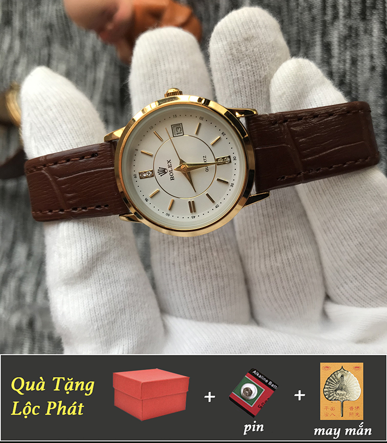 Đồng Hồ Dây Da Nữ Cao Cấp Mặt Trắng Viền Vàng Chống Nước Kính Chống Đồng Hồ Dây Da Nữ Cao Cấp Mặt Trắng Viền Vàng Chống Nước Kính Chống