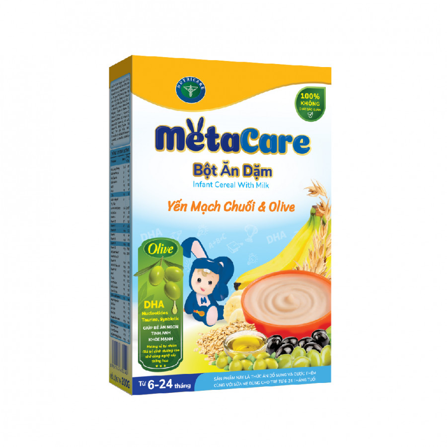 Bột ăn dặm Metacare - Yến mạch chuối & Olive (200g)