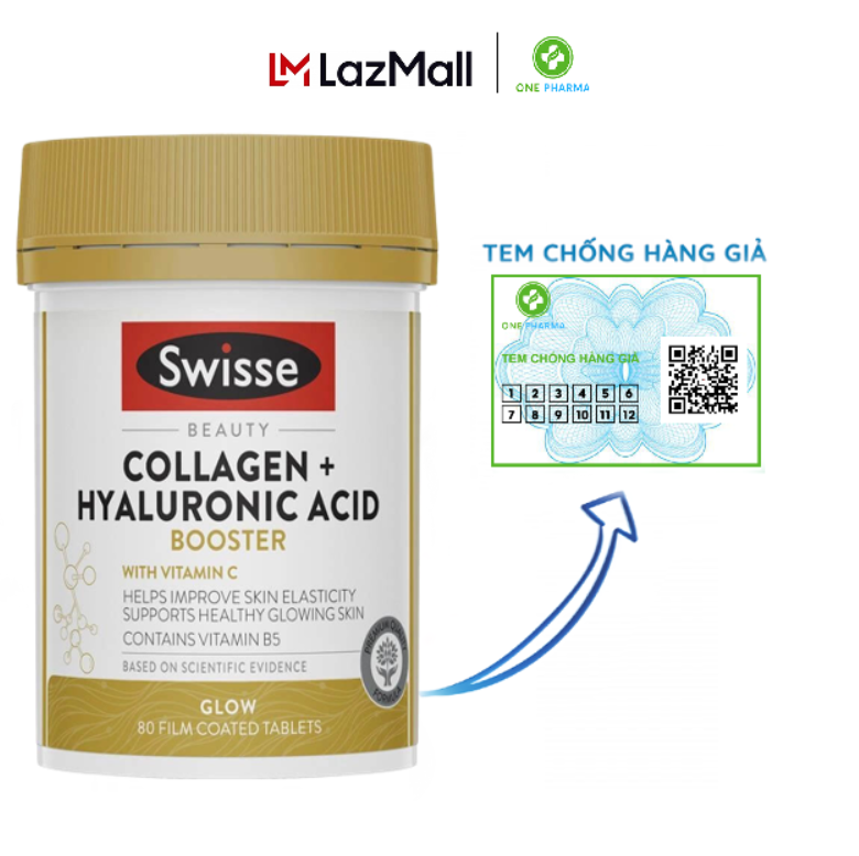 Viên Uống Đẹp Da Swisse Beauty Collagen + Hyaluronic Acid 80 Viên