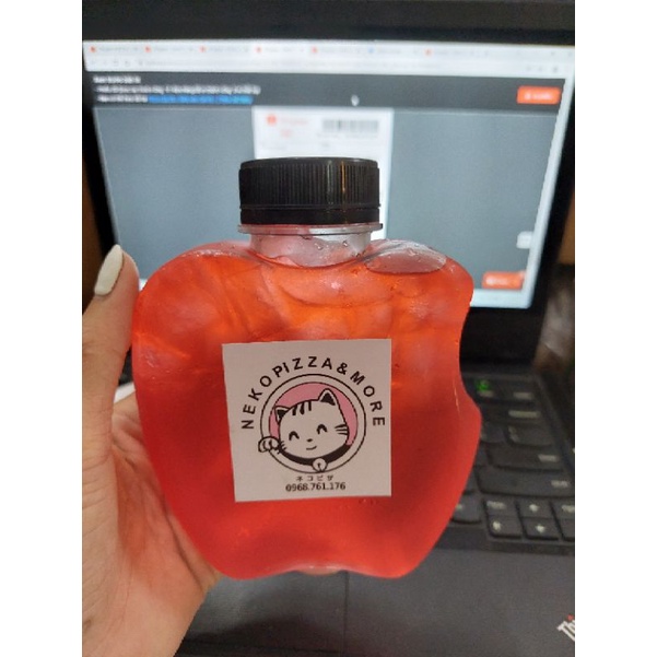 Chai nhựa APPLE cổ rộng 330ml kèm nắp cao cấp