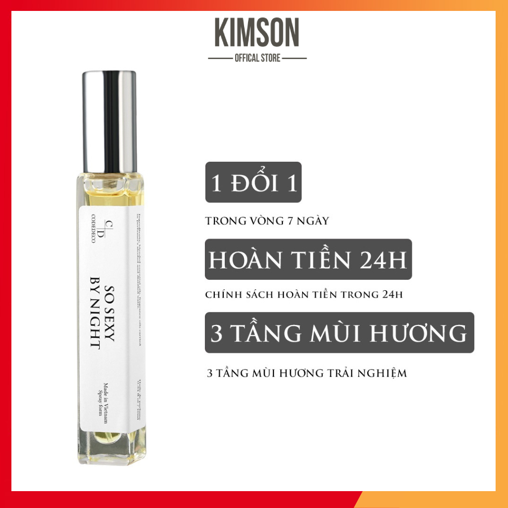 Tinh dầu nước hoa codedeco so sexy by night edp 10ml, gợi cảm, ngọt ngào