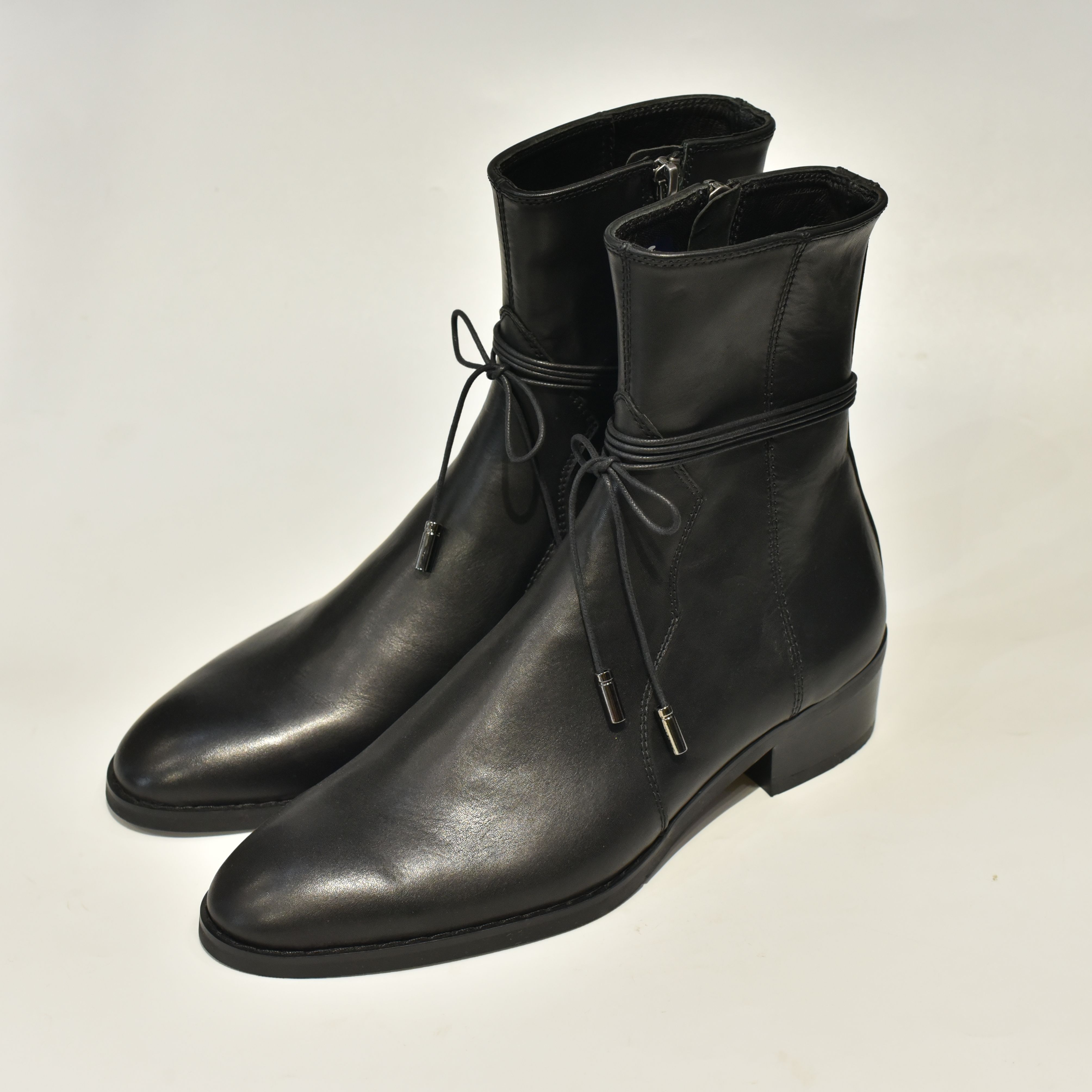 [TATHANIUM Footwear] Giày zip boot màu đen da bò mộc