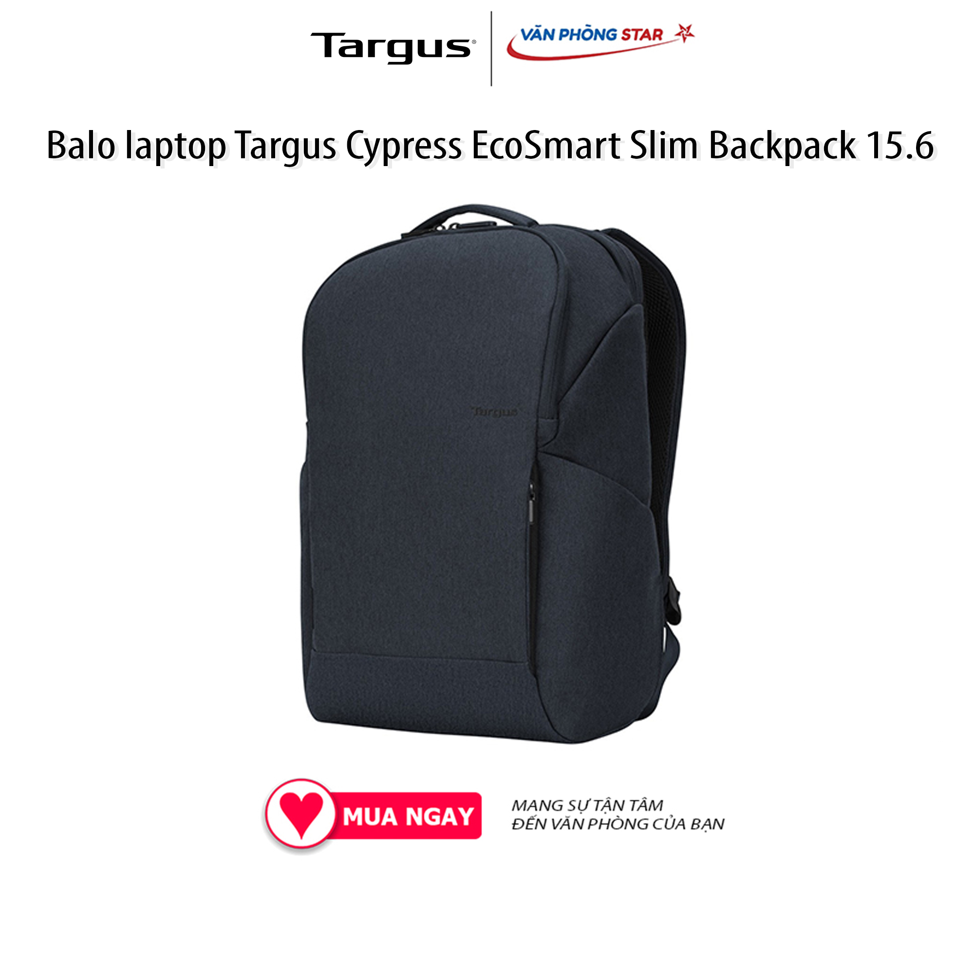 Balo Targus Targus Cypress EcoSmart 15.6 inch Slim Backpack TBB58401GL-70 chống nước, chống sốc, thân thiện môi trường