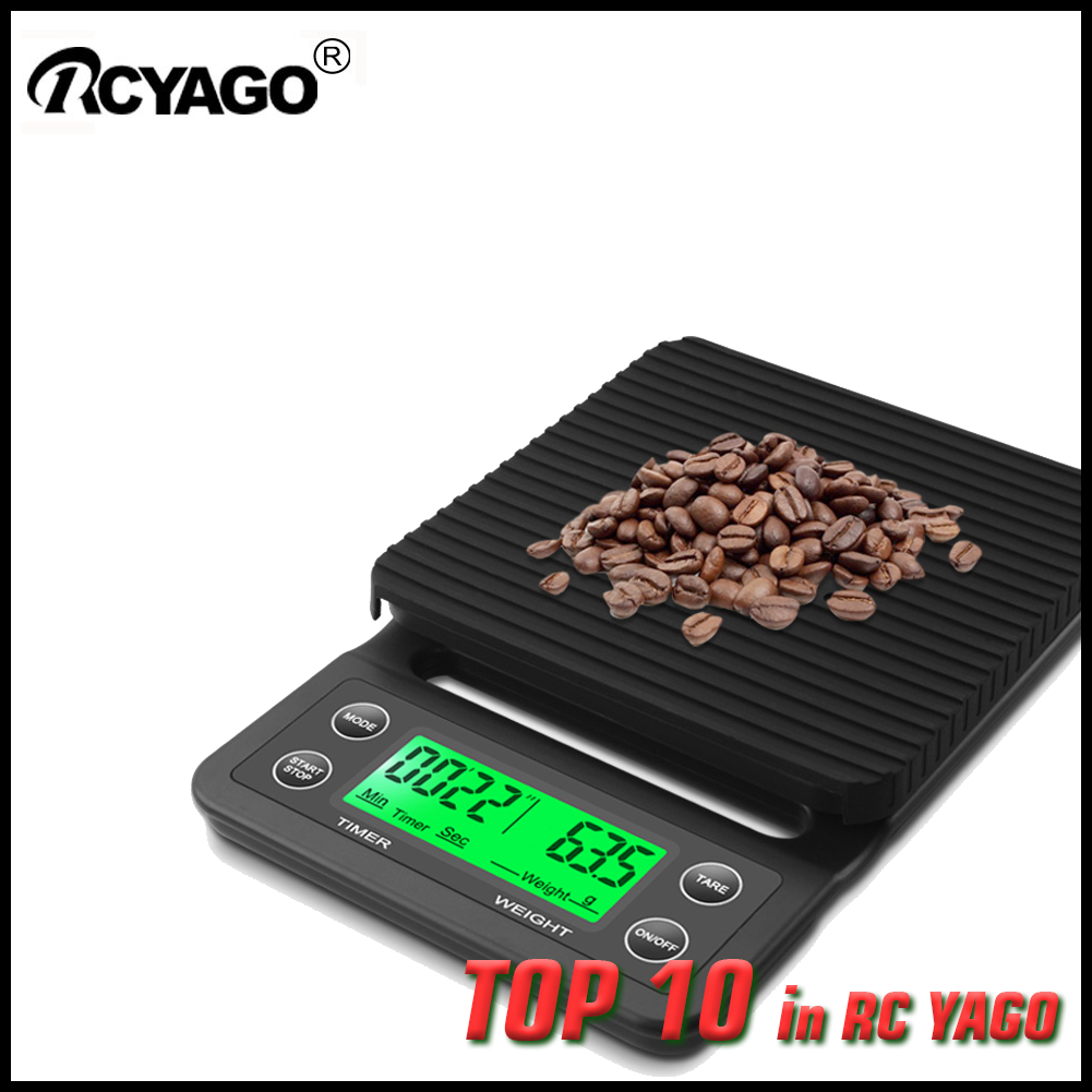 RCYAGO 3kg/0.1g Drip Coffee Timer,Electronic Digital Coffee Scale Digital Kitchen Timer,LCD Dispaly Coffee Drip Scale With Mat,Black - intl