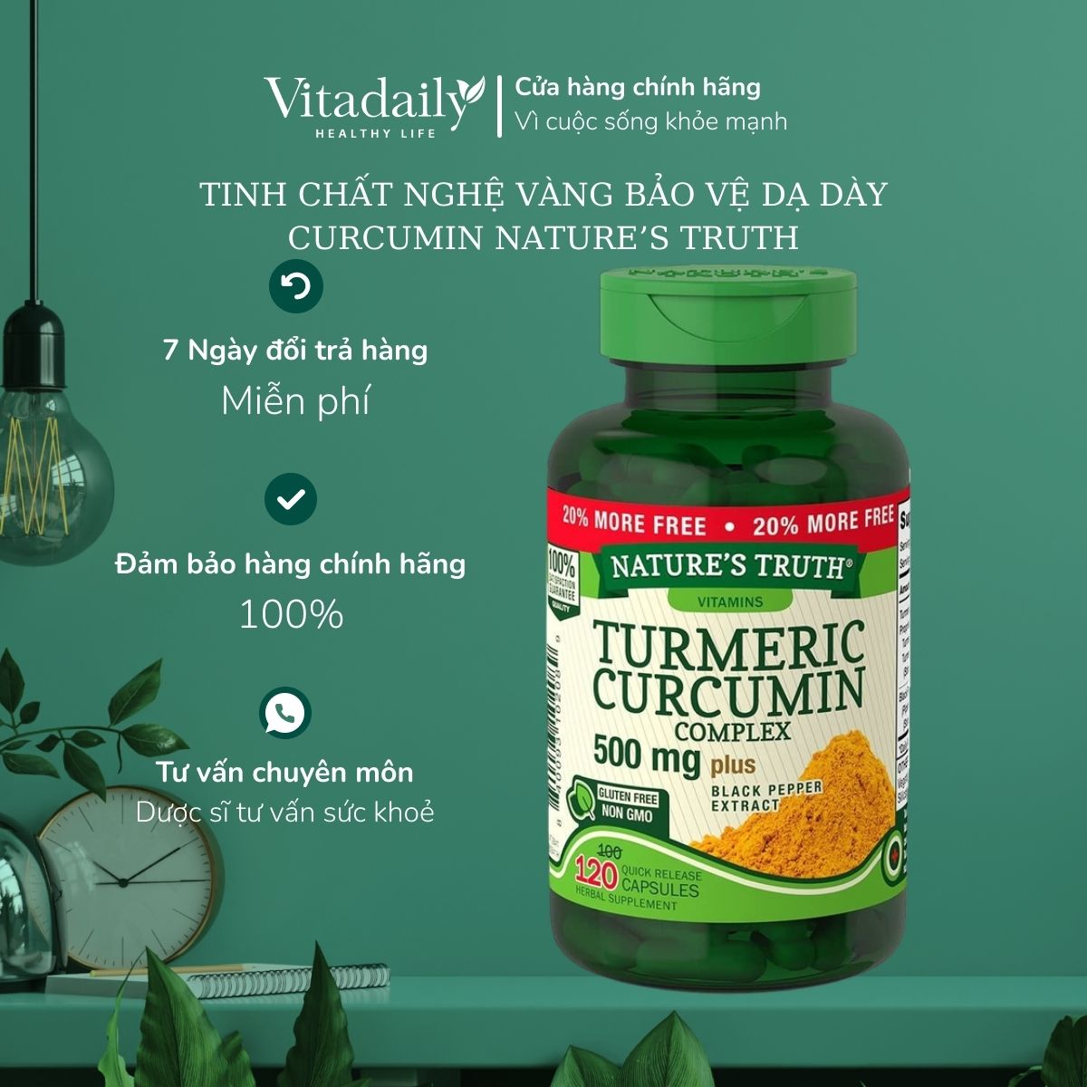 Tinh chất nghệ vàng bảo vệ dạ dày curcumin nature’s truth