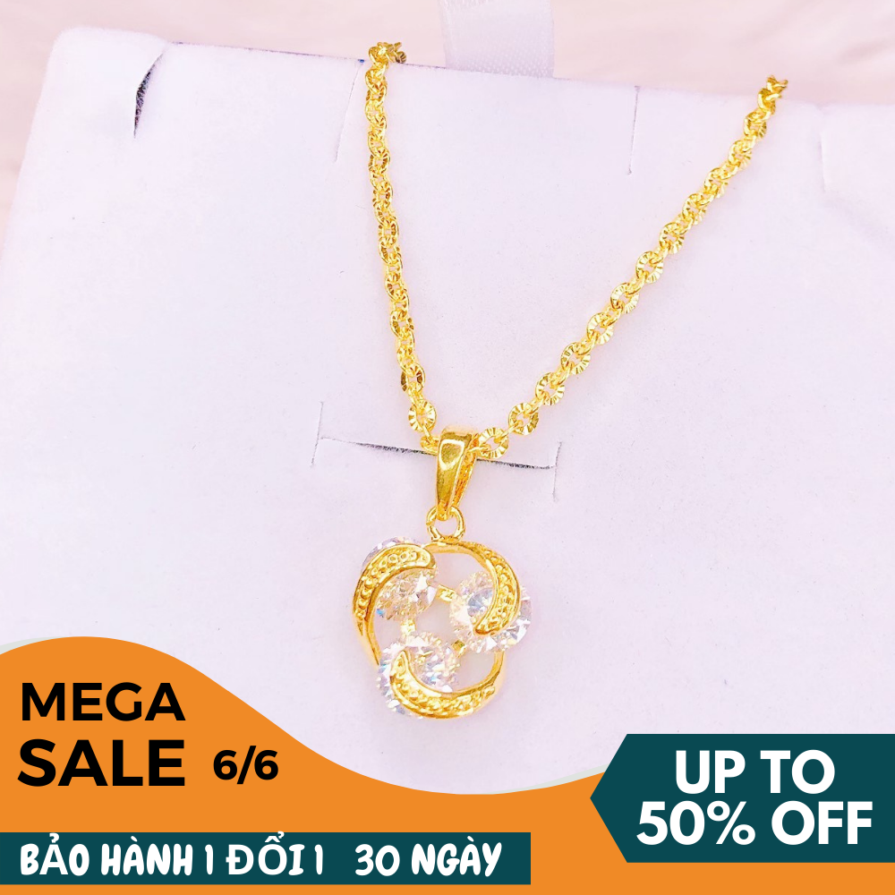 [HCM]Dây chuyền mạ vàng nữ vòng cổ nữ mạ vàng thật cao cấp mặt đá pha lê xoay được sáng rực rỡ thiết kế sang trọng đẳng cấp Trang sức GADO DM019  - dùng đi tiệc cực kì sang chảnh