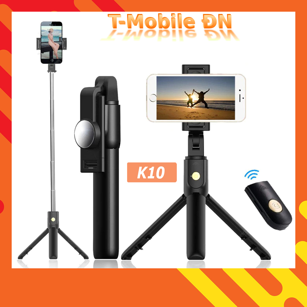 Gậy chụp hình kiêm Tripod 3 chân + Nút bluetooth K07 K10 chính hãng