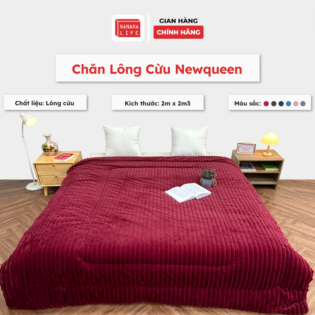 Chăn Mùa Đông Nanara Life Chất Liệu Lông Cừu Newqueen Cao Cấp, Mềm Mại Ấm Áp Chông Ẩm Đa Dạng Màu Sắc & Kích Thước