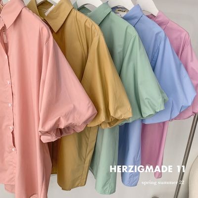 Áo sơ mi tay phồng tone màu pastel hot trend - Juju shirt - A3325