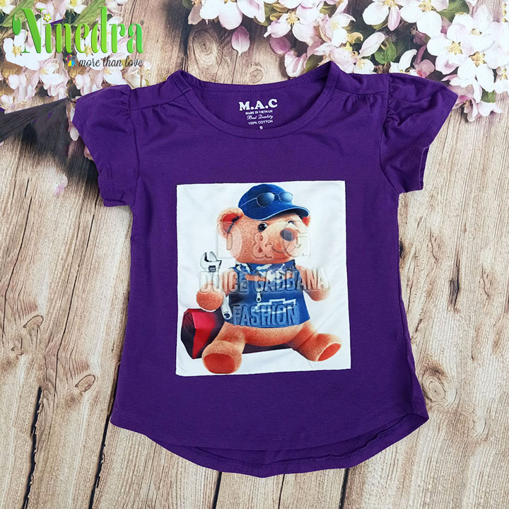 [HCM 💝 Freeship] Áo tay nhún hình 3D chữ in nổi size đại cho bé gái 20-33kg - Ninedra