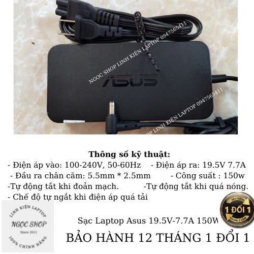 Sạc laptop asus 19.5v-7.7a 150w asus g53sx g74sx g53 g74 k580p g73 k470p g71gs g73jh n71y fx504 gl503 gl703