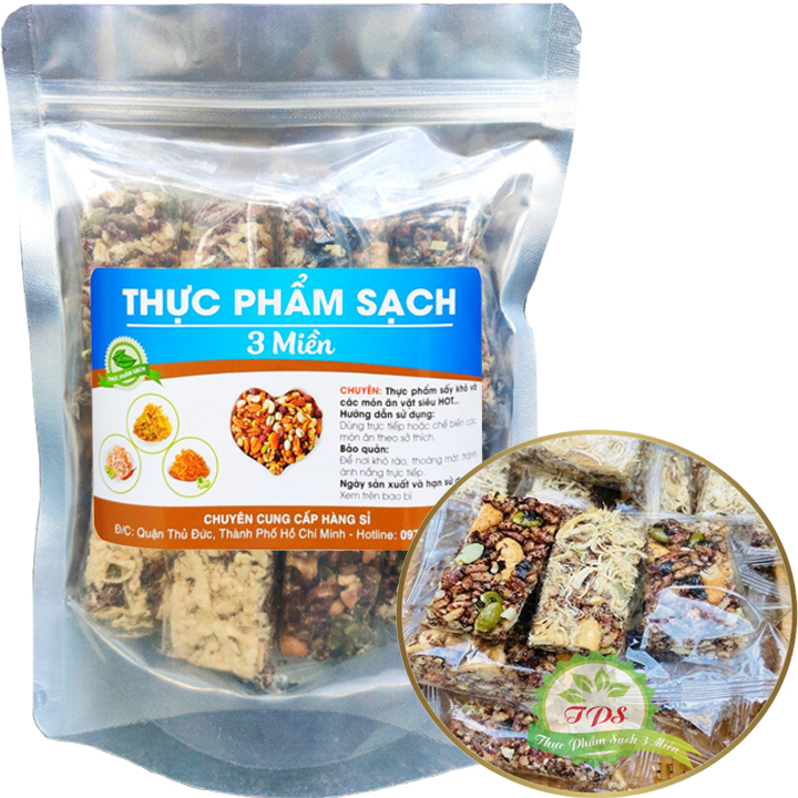 500g thanh cơm gạo lức mix vị hiệu tps - thanh chà bông, ngũ cốc, rong biển, yến mạch