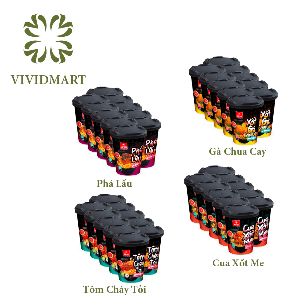 [Mì Vifon] [Combo 10 ly] MÌ LY TRỘN VIFON  VỊ PHÁ LẤU / GÀ CHUA CAY / TÔM CHÁY TỎI / CUA XỐT SỐT ME - LY 75g - VIFON