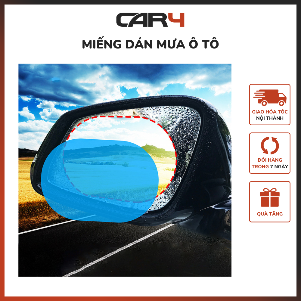 Miếng dán mưa ô tô, xe máy dán kính và gương chiếu hậu Car4 -