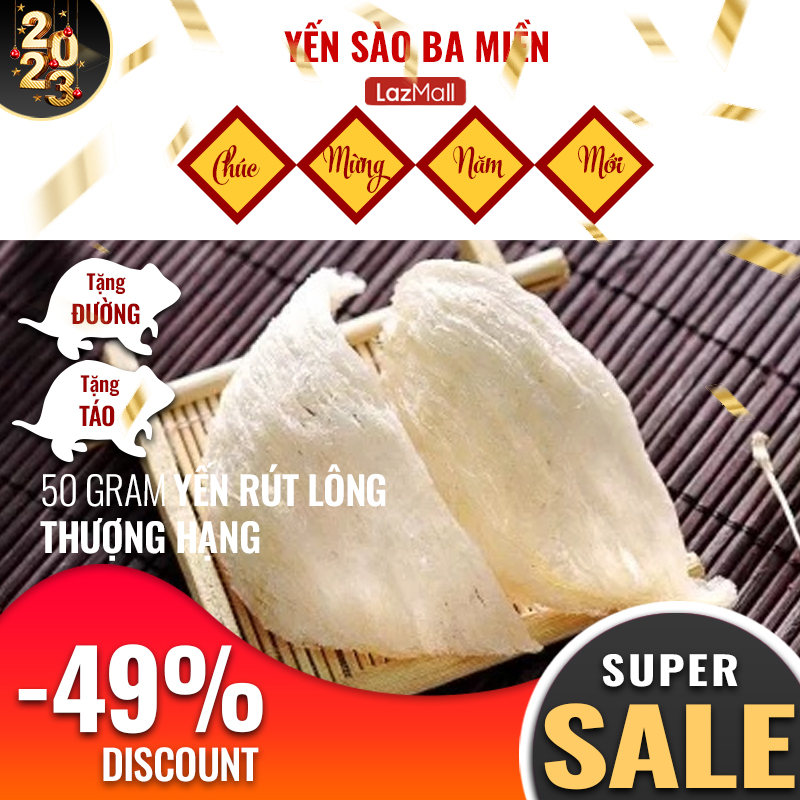 Yến Rút Lông cao cấp 50gram -YẾN SÀO BA MIỀN- Tăng cường hệ miễn dịch, Cải thiện tiêu hóa và thèm ăn, Tăng cường phát triển trí não cho bé, Thúc đẩy quá trình lành vết thương, Cung cấp năng lượng & Khôi phục vẻ rạng rỡ