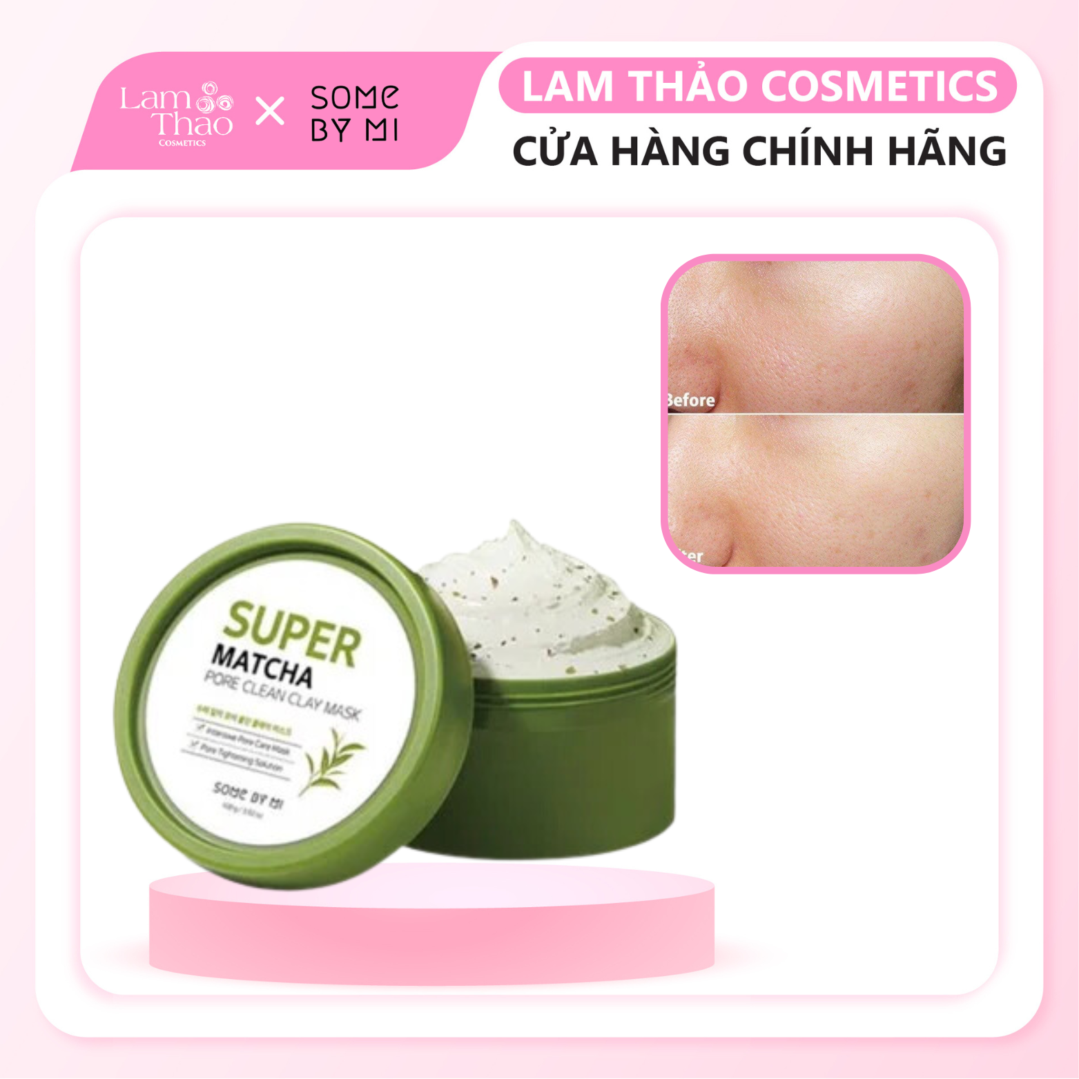 Mặt nạ đất sét làm sạch se khít lỗ chân lông some by mi super matcha pore clean clay mask
