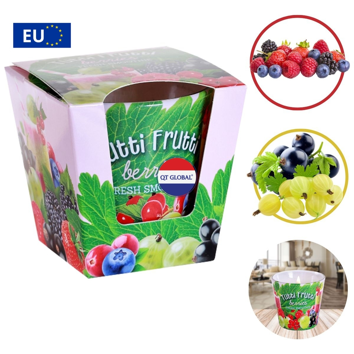 Ly nến thơm Bartek Candles 115g Tutti Frutti - trái cây rừng, thơm phòng, hỗ trợ khử mùi (giao mẫu ngẫu nhiên)