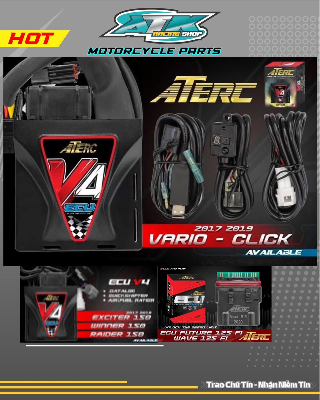 Ecu lập trình V4 ATE có datalog ,bộ quick shift và ecu Redleo V Racing dành cho xe Exciter 150 Exciter 155 Winner v1 ,winnerX, Sonic, Satria ,Vario