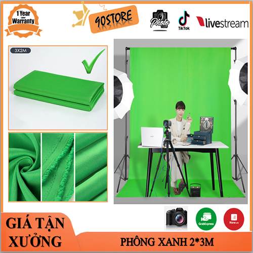 Phông nền XANH chụp hình live , Studio Size lớn 2M . 3M chất liệu vải cotton