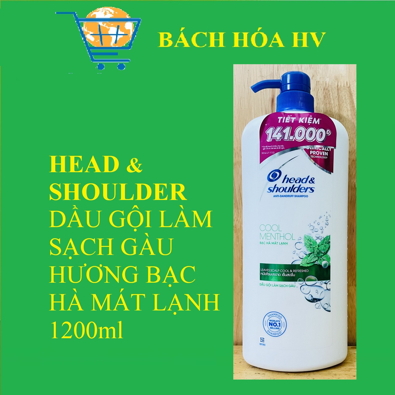 Dầu Gội HEAD & SHOULDERS BẠC HÀ 1.2 Lít - BACH HOA HV