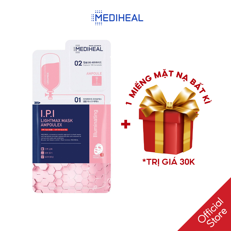 Mặt nạ mediheal siêu dưỡng trắng phiên bản 2 bước i.p.i lightmax mask ampoulex 30ml