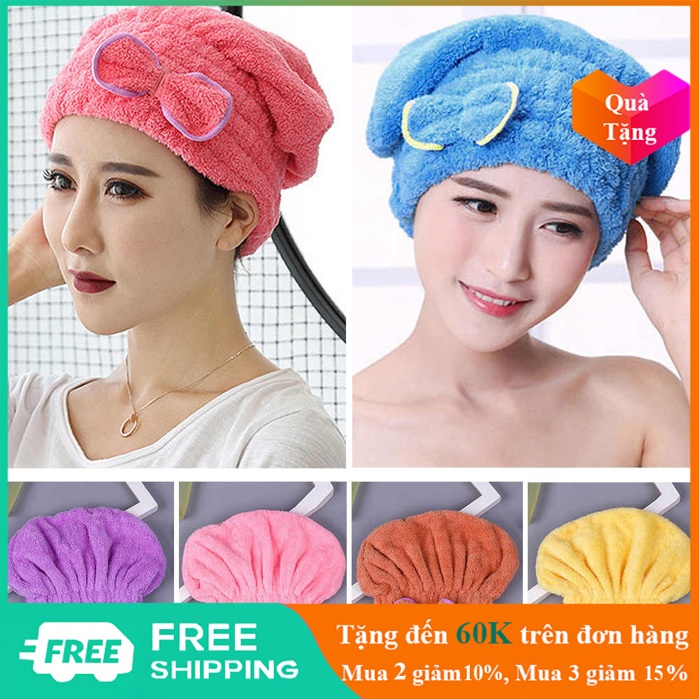 Khăn quấn tóc nhanh khô, mũ trùm tóc chất liệu siêu thấm nước - GD0582