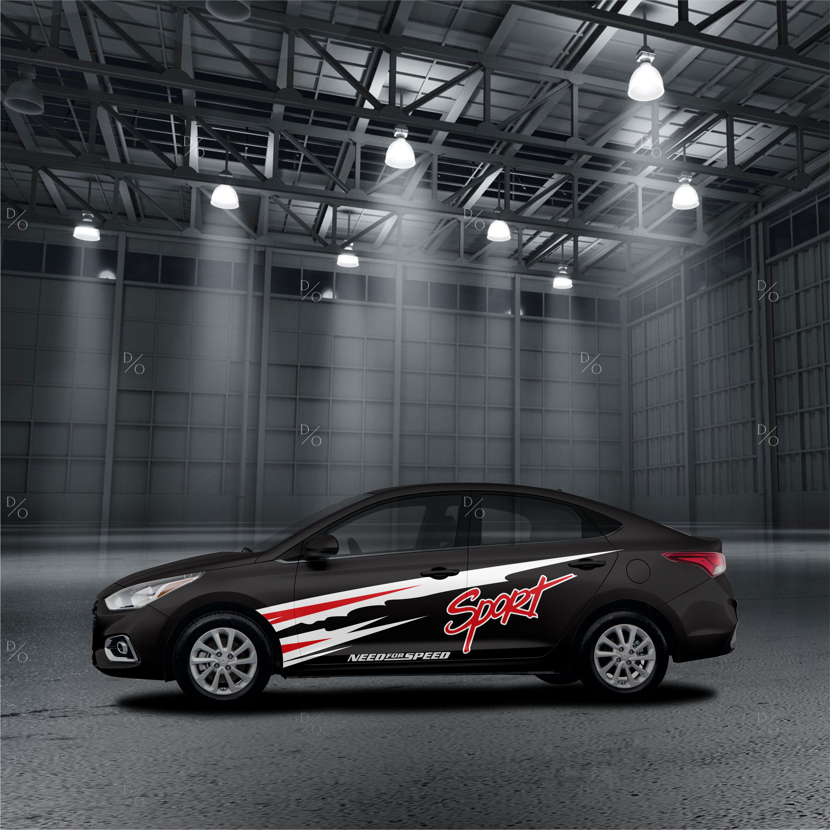 Tem sườn dán xe ô tô Hyundai Accent HA-01 - Thiết kế theo yêu cầu