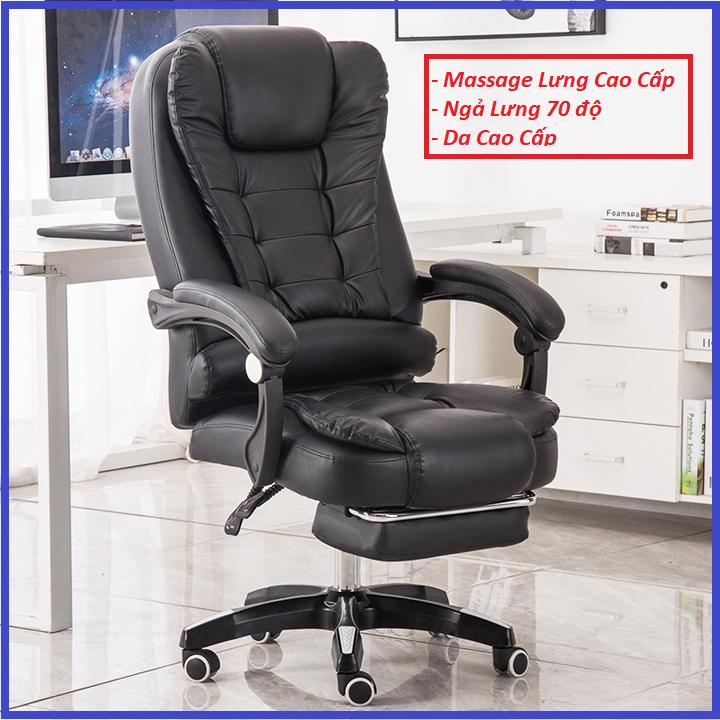 Ghế Làm Việc, Ghế Văn Phòng Có Massage Lưng Kèm Để Chân Cao Cấp