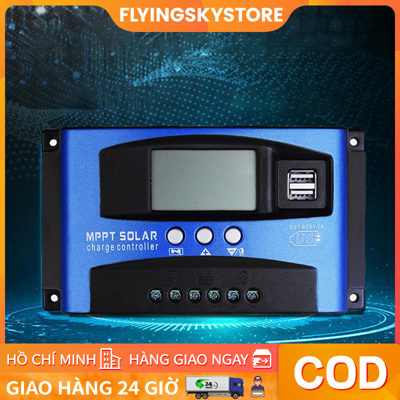 【HCM 24H/Giảm giá】Điều khiển sạc năng lượng mặt trời MPPT 60A tự nhận bình 12/24Vcông nghệ MPPT hiệu suất cao tổn hao ít