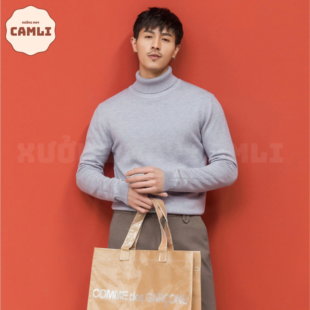 Áo len cổ lọ nam camli, dài tay, chất liệu len mềm mịn, phong cách hàn quốc