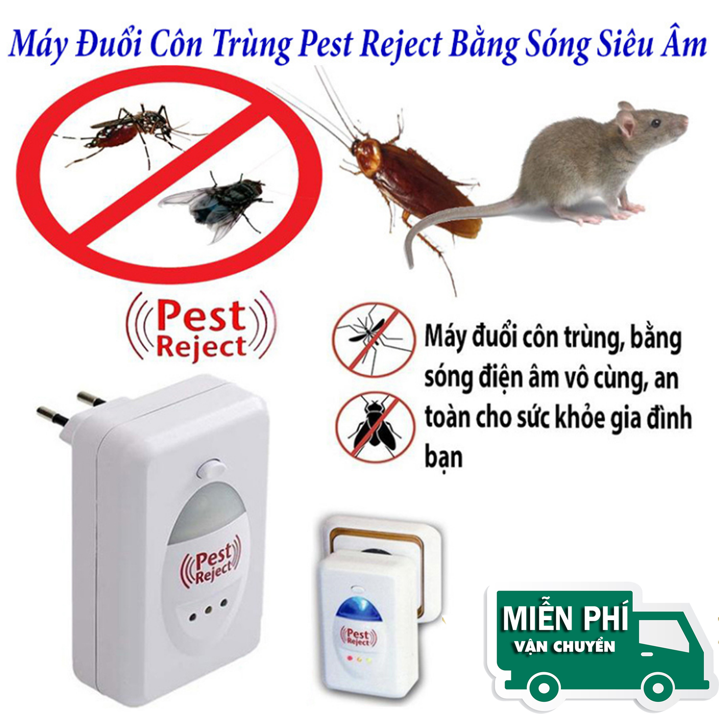 Máy Đuổi Chuột ( Hiệu quả 100%)- Mua Ngay Đuổi Côn Trùng Sóng Âm Pest reject  Chất Lượng Đèn Ngủ Đuổi Muỗi An Toàn.