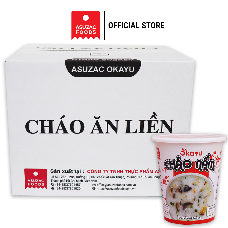 Cháo nấm ăn liền Asuzac thùng 12 ly - Chay mặn đều dùng được