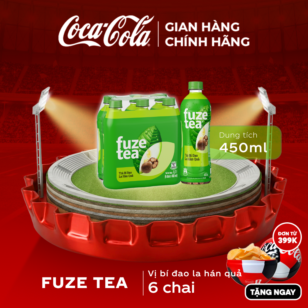 [SIÊU SALE ] Lốc 6 Chai Trà Bí Đao La Hán Quả Fuze Tea 450ml Coca-Cola Official Store Sale 25.06 Coca-Cola Chính Hãng_LD
