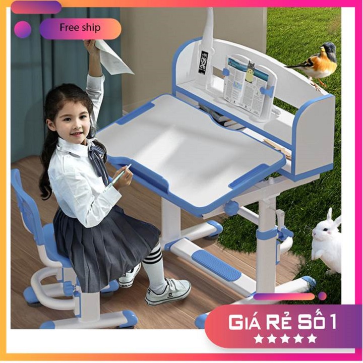 ⭐ảnh thật⭐ bộ bàn học cho bé chống gù kèm đèn và ghế, ban hoc cho be có đèn và ghế bah056