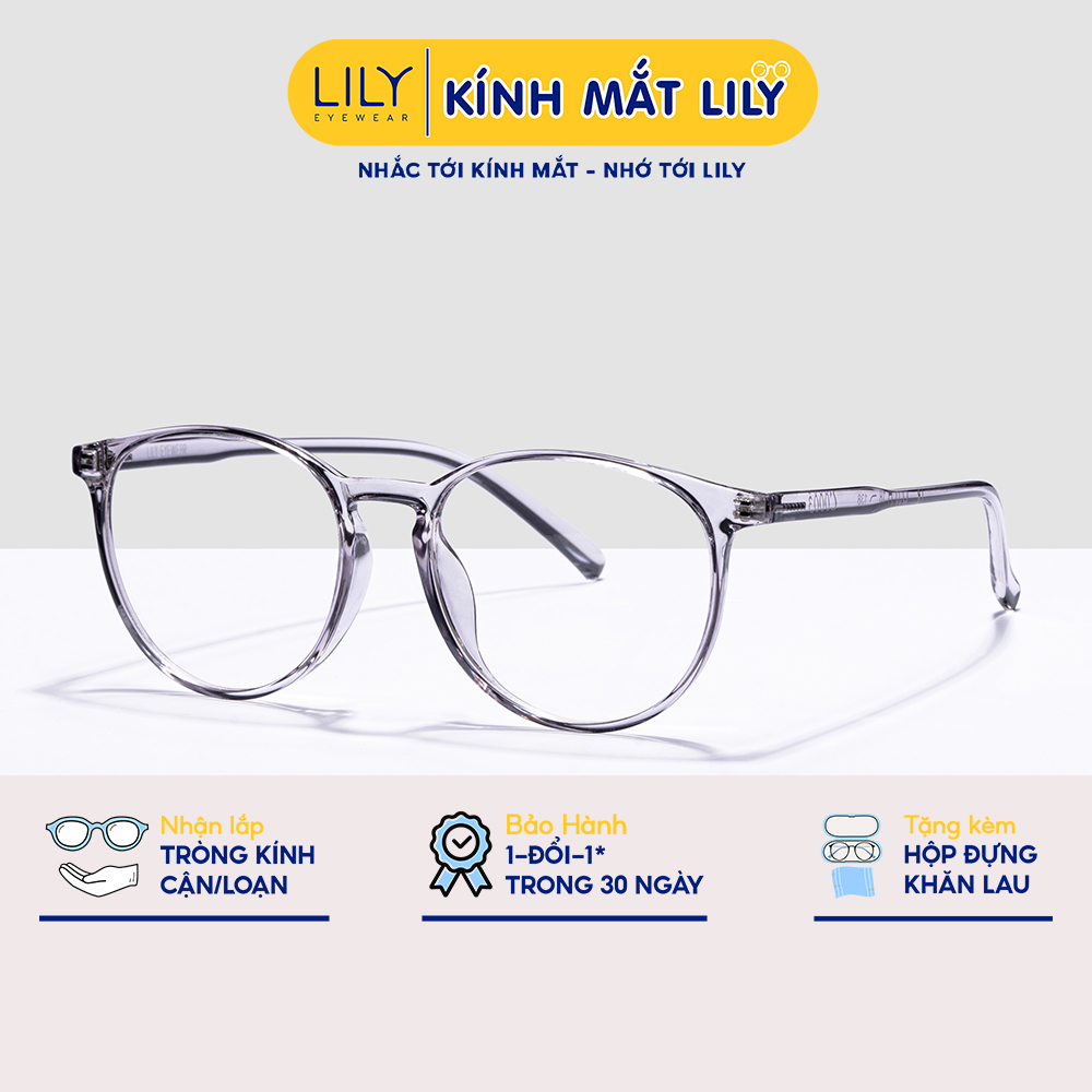 Mắt Kính Gọng Tròn Trong Suốt Lilyeyewear Nam Nữ Nhựa Dẻo Màu Sắc Thời Trang C0003