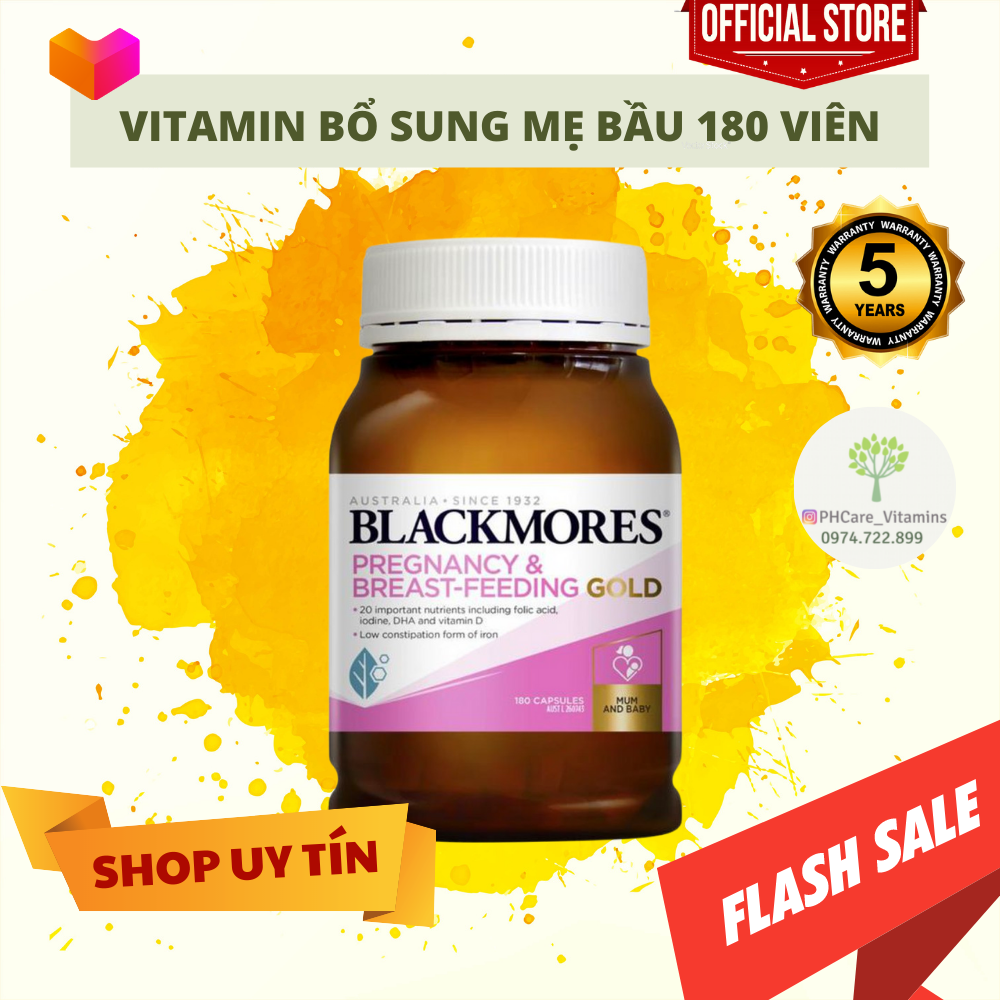 Blackmores Pregnancy & Breastfeeding Gold 180 viên – Vitamin bổ sung 20 dưỡng chất thiết yếu cho bà bầu