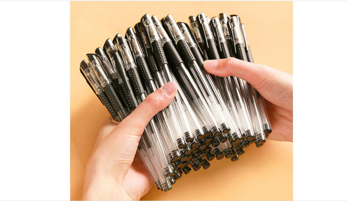 Combo 50 bút bi nước -Bút Bi Mực Nước Xanh, Đen 0.5mm thân trơn